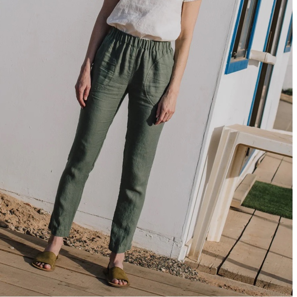 notPERFECTLINEN GENOVA linen pants BLACK